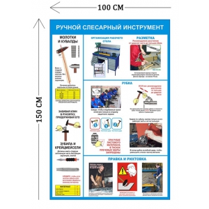 СТН-249 - Cтенд Ручной слесарный инструмент 150 х 100 см (4 плаката)